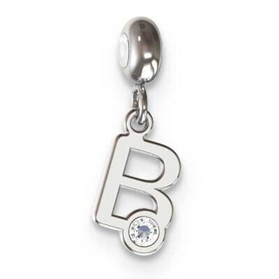Memi Letter B with Swarovski Crystal Charm Sterling Silver Rhodium-plated ME111B-SS, MPN: ME111B-SS,