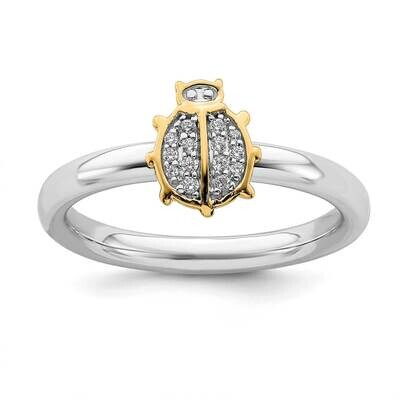 Ladybug Dia. Ring Sterling Silver &amp; Gold-plated QSK2169, MPN: QSK2169, 191101209154