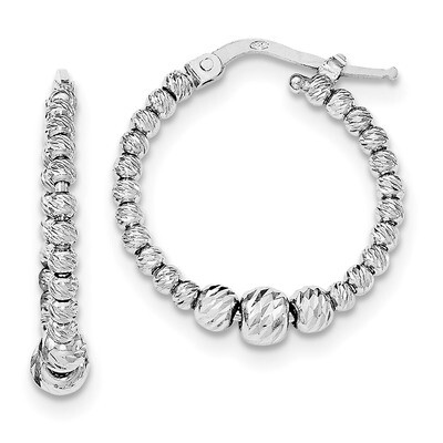 Beaded Hinged Hoop Earrings Sterling Silver Rhodium-plated QE11652, MPN: QE11652, 883957999531