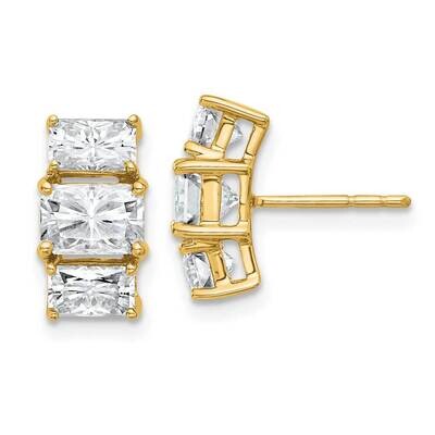 Octagon Radiant 3 Stone D E F Pure Light Moissanite Earrings 14k Gold EM4454-270-YMP, MPN: EM4454-2…