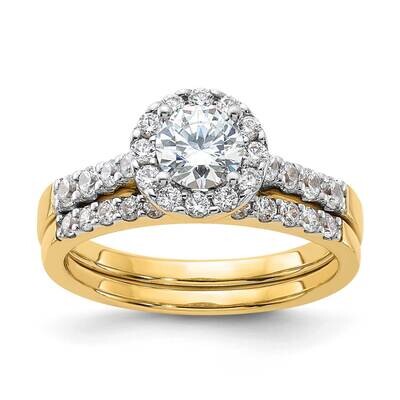10k Gold Gold Diamond Halo Eng Ring and Diamond Wedding Band Set RDB2657EW/CZ-0YCZ