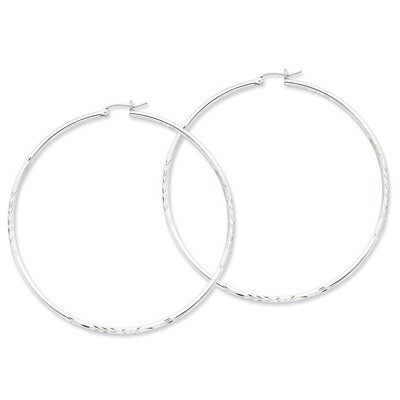 Satin Hoop Earrings Sterling Silver Rhodium-plated Polished QE4427, MPN: QE4427, 883957930473