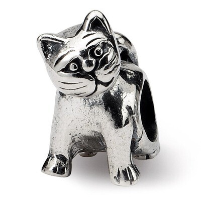 Antique Cat Bead - Sterling Silver QRS271, MPN: QRS271, 883957721699