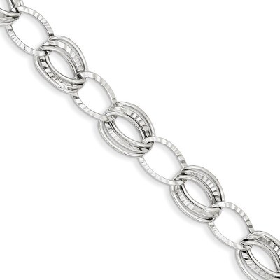 Polished and Textured Hollow with Extension Bracelet 7.5 Inch 14k White Gold SF1927-7.5, MPN: SF192…