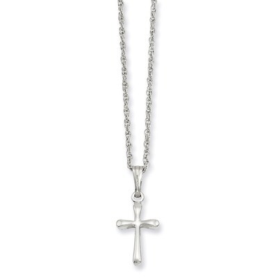 Kelly Waters Small Plain Rounded Cross Necklace 18 Inch Rhodium-plated KW388-18, MPN: KW388-18, 886…
