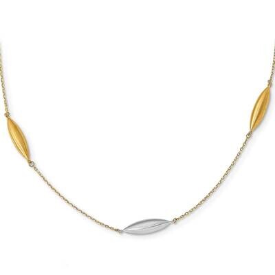 Leslie&#39;s Scratch Finish with 1 Inch Extender Necklace 14k Two-tone Gold HB-LF1312-18, MPN: LF1312-1…