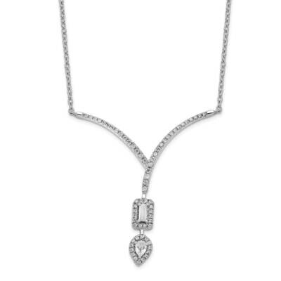 Diamond Pear Emerald Shape Dangle 18 Inch Necklace 14k White Gold PM8574-036-WA, MPN: PM8574-036-WA…