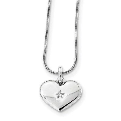 Heart Necklace Diamond Sterling Silver QW436-18, MPN: QW436-18, 886774098937