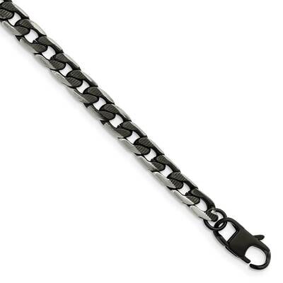Textured Black Ip-Plated Curb Chain 8 Inch Bracelet Stainless Steel Brushed SRB2914-8, MPN: SRB2914…