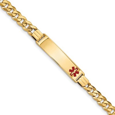 8 Inch Medical Red Enamel Flat Curb Link ID Bracelet 14k Gold XM582FR-8, MPN: XM582FR-8, 1911014388…