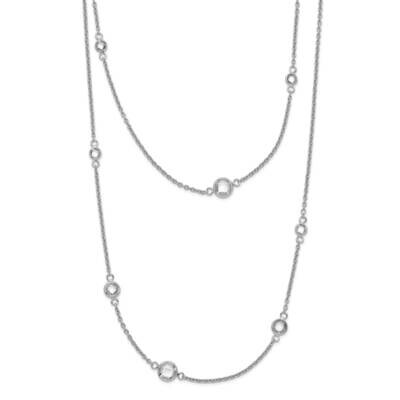 2In. Ext. CZ Station Layered Necklace Sterling Silver Rhodium-Plated QG5312-16, MPN: QG5312-16, 883…