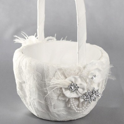 White Lace Flower Basket Ivy Lane Genevieve GM10952