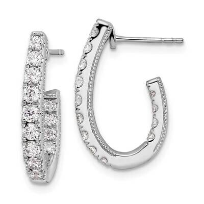 Si1/Si2, G H I, In and Out J-Hoop Earrings 14k White Gold Lab Grown Diamond EM9122-100-WLG, MPN: EM…