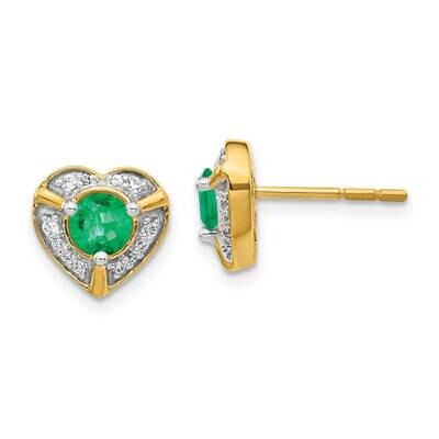 Emerald Fancy Heart Earrings 14k Gold Diamond EM3921-EM-014-YA, MPN: EM3921-EM-014-YA, 191101836466