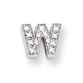 CZ Initial W Slide Sterling Silver QC4215W