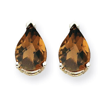 7x5 Pear Smokey Quartz Earrings 14k White Gold XE80WSQ, MPN: XE80WSQ, 883957103440