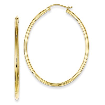 Oval Hollow Hoop Earrings Sterling Silver Gold Plated QE8460, MPN: QE8460, 886774247175