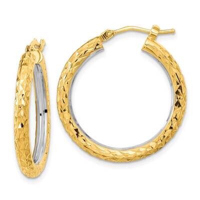 White Rhodium Polished Diamond-Cut 3mm Circle Hoop Earrings 14k Gold TF2077, MPN: TF2077, 883957988…