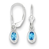 6x4mm Oval Blue Topaz Leverback Earrings Sterling Silver QE2042BT, MPN: QE2042BT, 883957227412