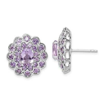 8x6 Oval Center Amethyst Post Earrings Sterling Silver Rhodium-plated QE14270, MPN: QE14270, 191101…