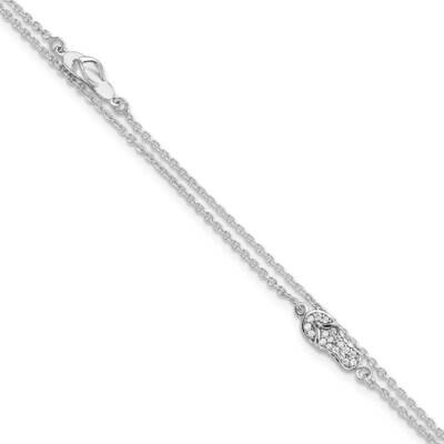 Flip Flop 9 Inch Plus 1 Inch Extender Anklet Sterling Silver Cz Diamond QG5757-9, MPN: QG5757-9, 19…