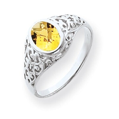 Citrine Ring 14k white Gold 7x5mm Oval Y4674CI, MPN: Y4674CI, 883957591049