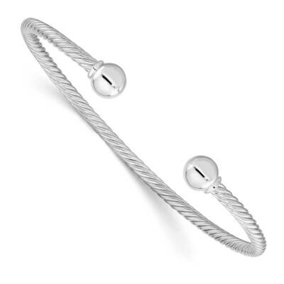 Twisted with 1 Thread Ball Cuff Bangle Sterling Silver Polished QB1381, MPN: QB1381, 196904155400