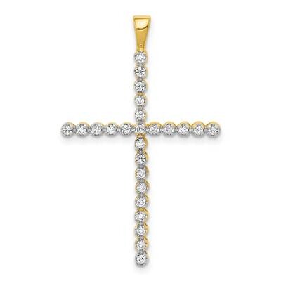 1/4Ct. Diamond Cross Pendant 14k Gold &amp; Rhodium PM4961-025-YWA, MPN: PM4961-025-YWA, 883957302935