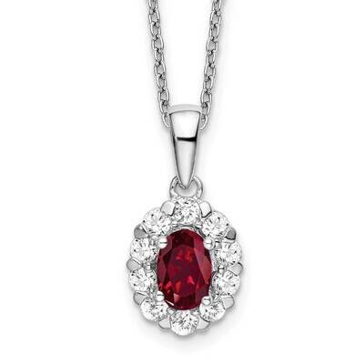 Created Oval Ruby &amp; Lab Grown Diamondpendant &amp; Necklace 14k White Gold PM6990CR-052-WLG-18, MPN: PM…