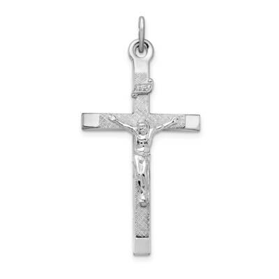 Textured Crucifix Cross Pendant Sterling Silver Rhodium-plated QC9410, MPN: QC9410, 886774012230
