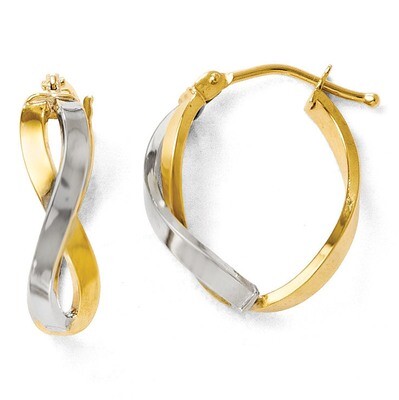 Leslie&#39;s Polished Hinged Hoop Earrings - 14k Gold Two-tone HB-24Q, MPN: 24Q, 883957313412