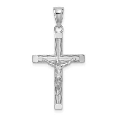 Textured Crucifix Charm 14k White Gold Polished K8584W, MPN: K8584W,