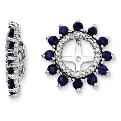 Diamond &amp; Created Sapphire Earring Jacket Sterling Silver Rhodium QJ104SEP, MPN: QJ104SEP, 19110138…