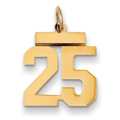 Number 25 Charm 14k Gold Small Polished LS25, MPN: LS25, 883957033440