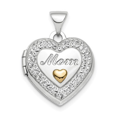 Gold-tone Preciosa Crystal Mom Locket Sterling Silver Rhodium QLS812, MPN: QLS812, 196904089576