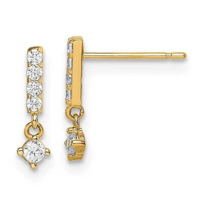 Bar with Dangle Post Earrings 14k Gold CZ Diamond SE2915 by Madi K, MPN: SE2915, 191101902109