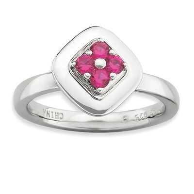 Created Ruby Ring - Sterling Silver Polished QSK577, MPN: QSK577, 886774172323