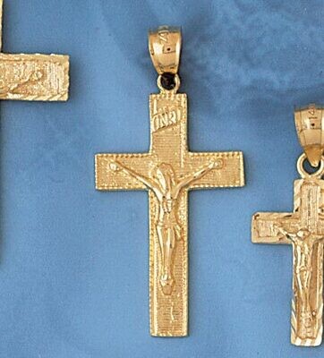 Dazzlers Jewelry Jesus Christ on Cross Pendant Necklace Charm Bracelet in Yellow, White or Rose Gol…