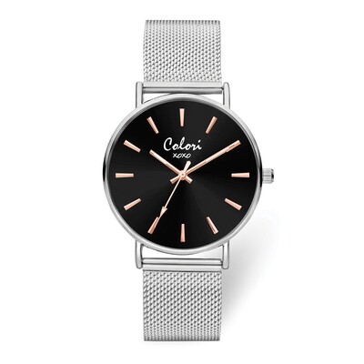 Colori Silver IP-plated Mesh Strap Black Dial Watch  XWA5965, MPN: XWA5965, 871927442194