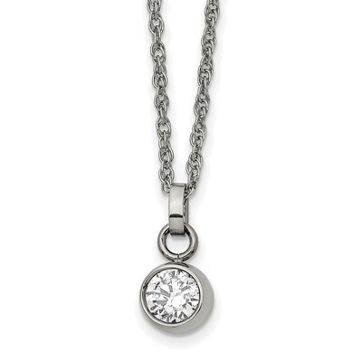 CZ 20 Inch Necklace Stainless Steel Polished SRN2641-20 by Chisel, MPN: SRN2641-20, 191101020025