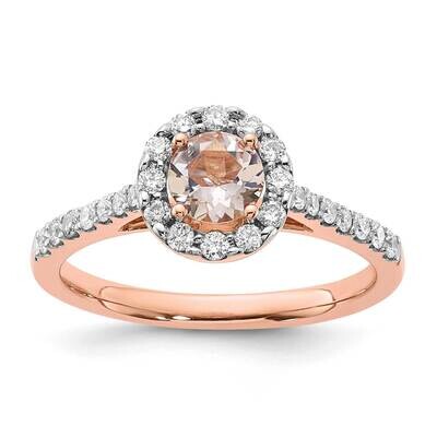 14K Rose Gold Polished Morganite and Diamond Halo Ring RDB2612ER4/MOR-4RACH
