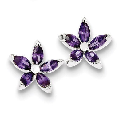 Flower Post Earrings Sterling Silver Diamond QE9419, MPN: QE9419, 883957565002