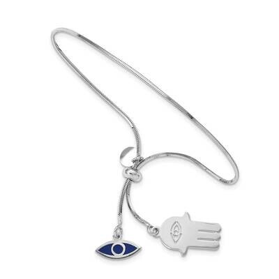 Enameled Eye &amp; Hamsa Adjustable Bracelet Sterling Silver Rhodium-plated QG4760, MPN: QG4760, 886774…