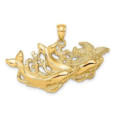 Dolphins Swimming In Front of Starfish Charm 14k Gold K7720, MPN: K7720, 637218012923