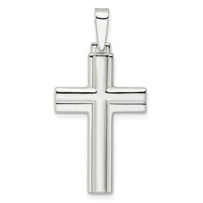 Lines Latin Cross Pendant Sterling Silver Polished QC11113, MPN: QC11113, 191101768361