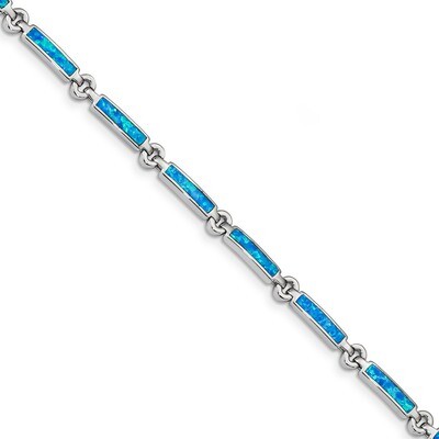Created Opal Bars Bracelet 7.25 Inch Sterling Silver Rhodium-plated QX971CP, MPN: QX971CP, 19110131…