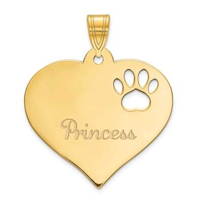 Heart Pendant with Pawprint Cutout Gold Plated Sterling Silver XNA769GP, MPN: XNA769GP, 191101221323