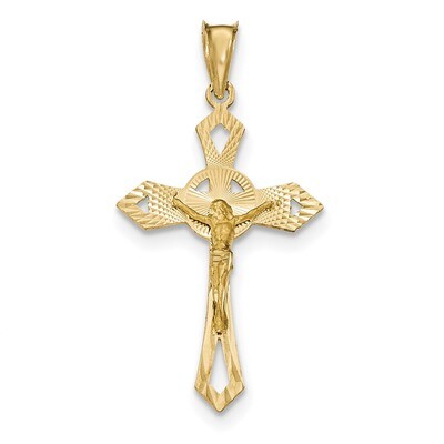 Satin and Diamond -cut Crucifix Pendant 14k Gold Polished K5544, MPN: K5544, 191101365904
