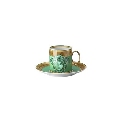 Versace Medusa Amplified Green Coin Coffee Cup &amp; Saucer 6 Inch, MPN: 19335-403762-14740, 7909551891…