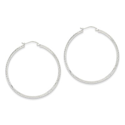 Diamond-cut 3.5x46mm Hollow Hoop Earrings 14k White Gold TC815, MPN: TC815, 886774731315